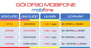 Hướng dẫn cách đăng ký gói cước OF90 MobiFone ưu đãi 30GB- gọi thả ga