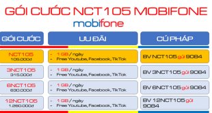 Đăng ký gói cước NCT105 Mobifone ưu đãi 30GB, miễn phí hàng loạt tiện ích