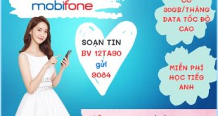 Cách đăng ký gói cước 12TA90 Mobifone ưu đãi 1GB/ngày- kèm tiện ích tiếng Anh suốt 1 năm