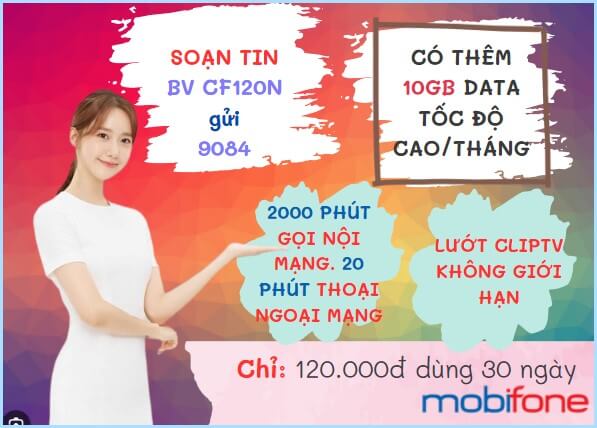 Đăng ký gói cước 6CF120N Mobifone nhận combo thoại+ giải trí không giới hạn suốt nữa năm