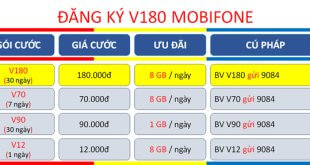 Đăng ký gói cước V180 MobiFone nhận combo ưu đãi khủng trọn gói chỉ 180K/tháng