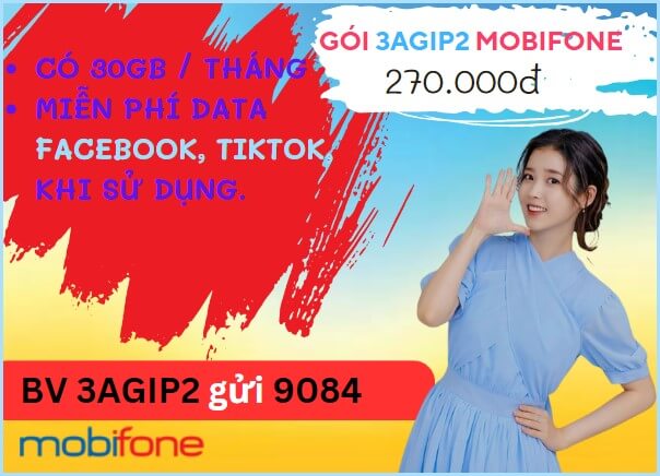 Đăng ký gói cước 3AGIP2 Mobifone dùng tiện ích miễn phí và online giá rẻ suốt 3 tháng 