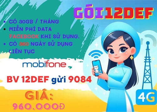 Đăng ký gói cước 12EDF Mobifone nhận 360GB data, sử dụng tiện ích 