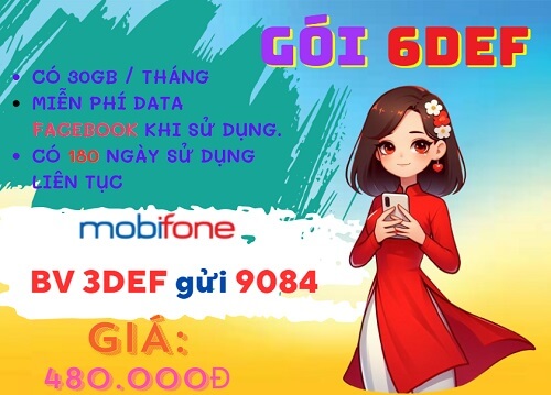 Đăng ký gói cước 6EDF Mobifone nhận 180GB data dùng tiện ích thả ga