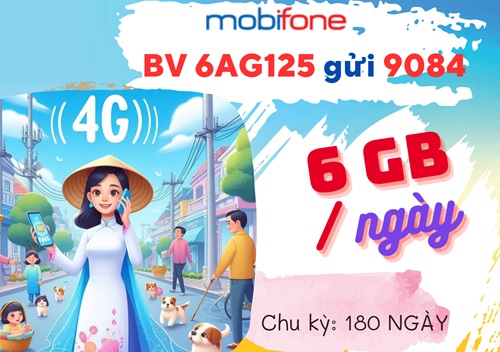 Đăng ký gói cước 6AG125 Mobifone nhận ưu đãi 6GB data/ngày suốt nửa năm