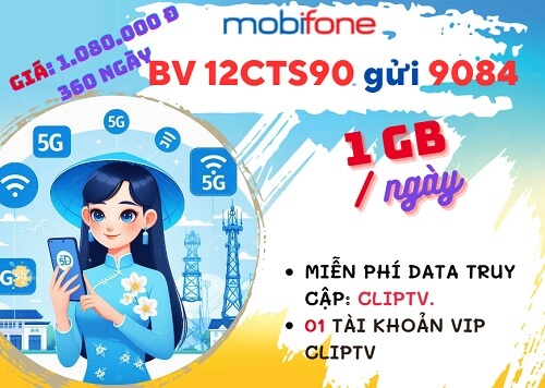 Cách đăng ký gói cước 12CTS90 Mobifone dùng 1 năm có 1GB mỗi ngày