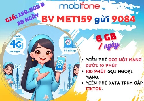 Gói cước MET159 Mobifone có ngay 6GB mỗi ngày, gọi thả ga, chỉ 159.000đ