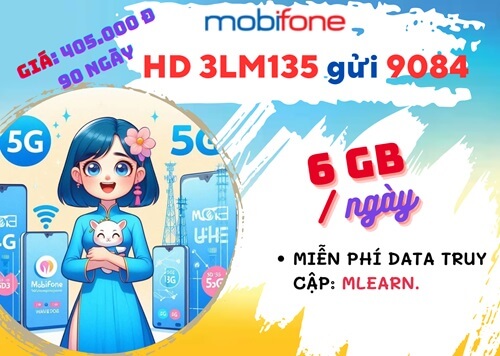 Đăng ký gói cước 3LM135 Mobifone online và dùng tiện ích thả ga 3 tháng chỉ 240k