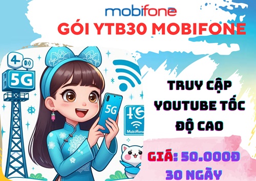 Gói cước YTB30 Mobifone xem Youtube thả ga cả tháng chỉ 50k 